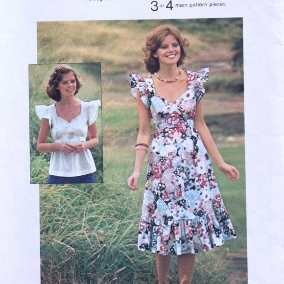 Vintage Sewing Pattern Uncut Simplicity 6965 Cottagecore Dress Top Bust 32-1/2" - Picture 2 of 5